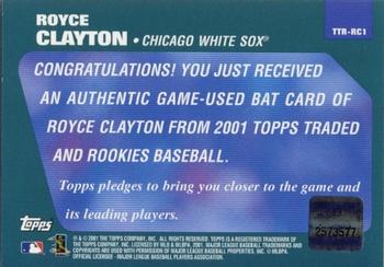 2001 Topps Traded & Rookies - Relics #TTR-RC1 Royce Clayton Back