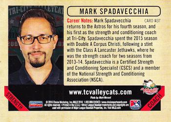 2016 Choice Tri-City ValleyCats #37 Mark Spadavecchia Back