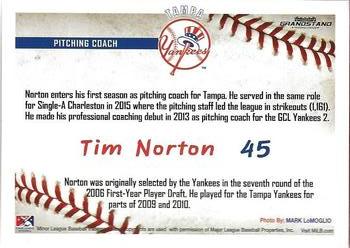 2016 Grandstand Tampa Yankees #NNO Tim Norton Back