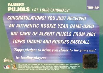2001 Topps Traded & Rookies - Rookie Relics #TRR-AP Albert Pujols Back