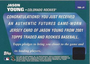 2001 Topps Traded & Rookies - Rookie Relics #TRR-JY Jason Young Back