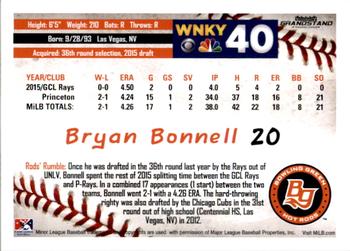 2016 Grandstand Bowling Green Hot Rods #NNO Bryan Bonnell Back