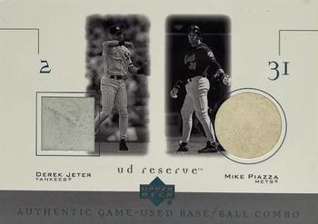 2001 UD Reserve - Ball-Base Duos #B-JP Derek Jeter / Mike Piazza  Front