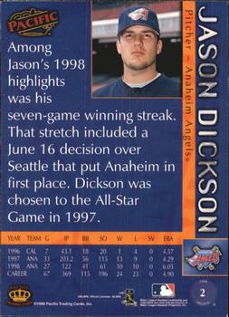 1999 Pacific #2 Jason Dickson Back