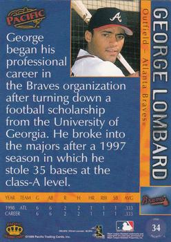 1999 Pacific #34 George Lombard Back