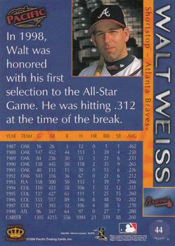 1999 Pacific #44 Walt Weiss Back