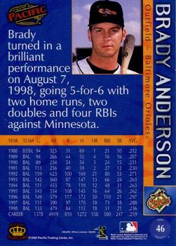 1999 Pacific #46 Brady Anderson Back