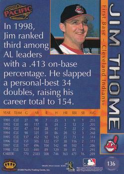 1999 Pacific #136 Jim Thome Back