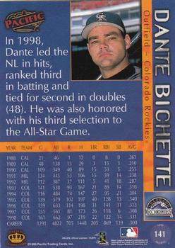 1999 Pacific #141 Dante Bichette Back