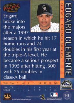 1999 Pacific #143 Edgard Clemente Back