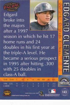 1999 Pacific #143 Edgard Clemente Back