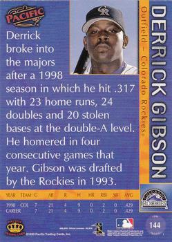1999 Pacific #144 Derrick Gibson Back