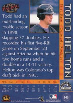 1999 Pacific #146 Todd Helton Back