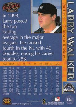 1999 Pacific #154 Larry Walker Back