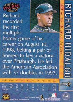 1999 Pacific #194 Richard Hidalgo Back