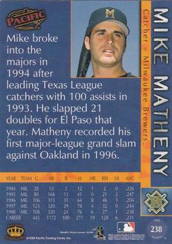 1999 Pacific #238 Mike Matheny Back