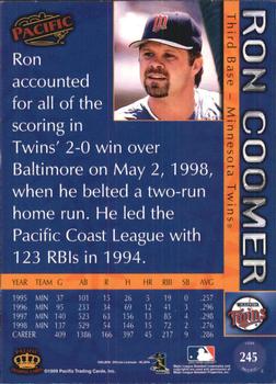 Minnesota Twins RON COOMER autographed 4x5 Team Issue Photo MRC