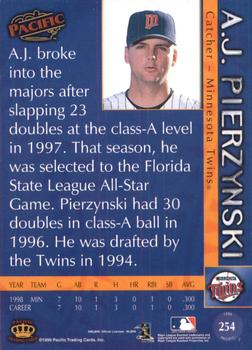 1999 Pacific #254 A.J. Pierzynski Back