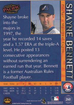 1999 Pacific #260 Shayne Bennett Back