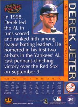 1999 Pacific #294 Derek Jeter Back