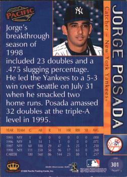 1999 Pacific #301 Jorge Posada Back