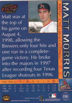 1999 Pacific #358 Matt Morris Back