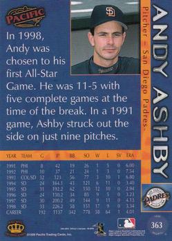 1999 Pacific #363 Andy Ashby Back