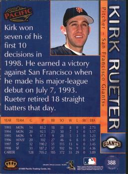 1999 Pacific #388 Kirk Rueter Back