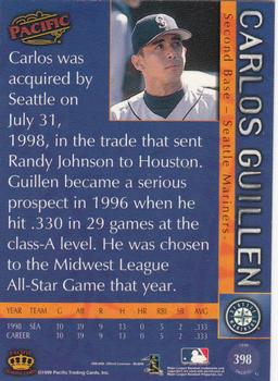 1999 Pacific #398 Carlos Guillen Back