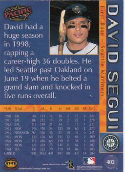 1999 Pacific #402 David Segui Back