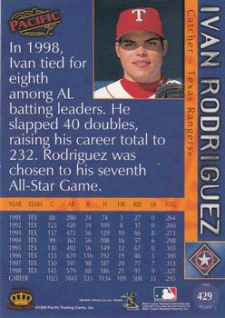 1999 Pacific #429 Ivan Rodriguez Back