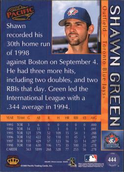 1999 Pacific #444 Shawn Green Back