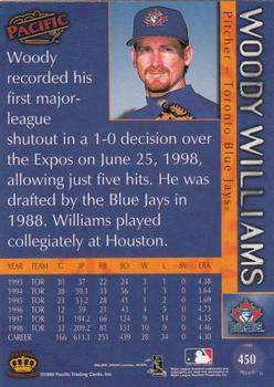 1999 Pacific #450 Woody Williams Back