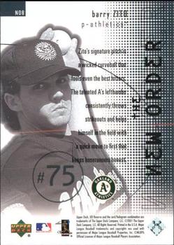 2001 UD Reserve - New Order #NO8 Barry Zito  Back