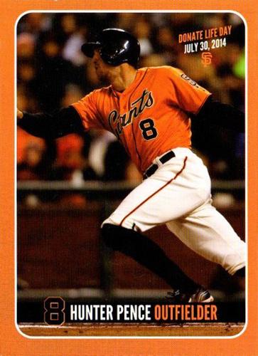 2014 San Francisco Giants Community Fund Donate Life Day 4-in-1 Card #2 Hunter Pence Front