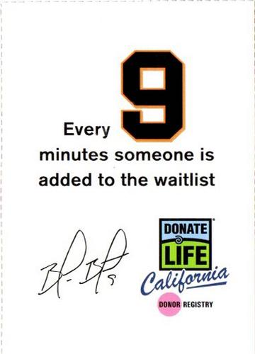 2014 San Francisco Giants Community Fund Donate Life Day 4-in-1 Card #3 Brandon Belt Back