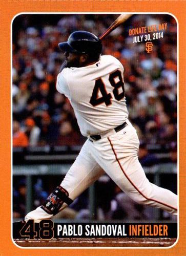 2014 San Francisco Giants Community Fund Donate Life Day 4-in-1 Card #4 Pablo Sandoval Front