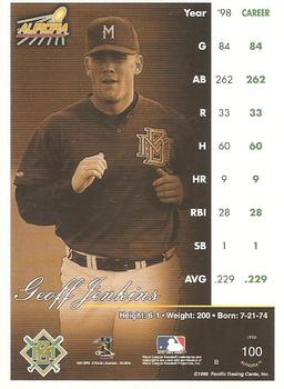 1999 Pacific Aurora #100 Geoff Jenkins Back