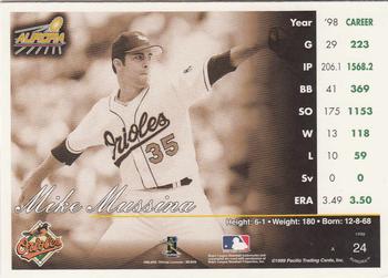 1999 Pacific Aurora #24 Mike Mussina Back