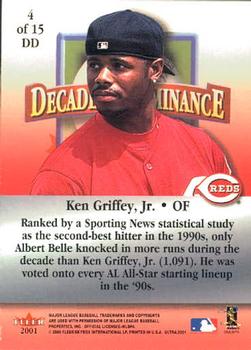 2001 Ultra - Decade of Dominance #4DD Ken Griffey Jr.  Back