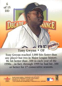 2001 Ultra - Decade of Dominance #6DD Tony Gwynn  Back