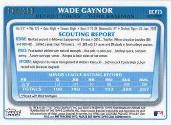 2011 Bowman - Chrome Prospects Blue Refractors #BCP70 Wade Gaynor Back