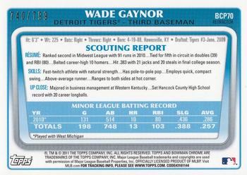 2011 Bowman - Chrome Prospects Refractors #BCP70 Wade Gaynor Back