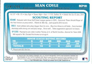 2011 Bowman - Chrome Prospects Refractors #BCP100 Sean Coyle Back