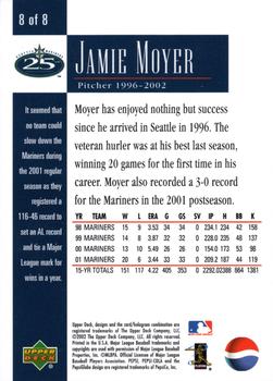 2002 Upper Deck Pepsi Seattle Mariners #8 Jamie Moyer Back