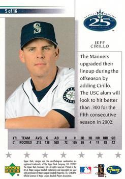 2002 Upper Deck Franz Seattle Mariners #5 Jeff Cirillo Back