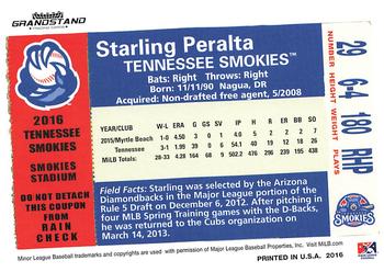 2016 Grandstand Tennessee Smokies #NNO Starling Peralta Back