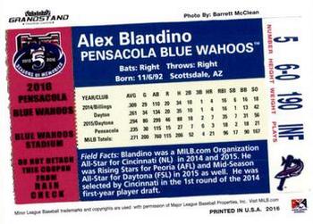 2016 Grandstand Pensacola Blue Wahoos #NNO Alex Blandino Back