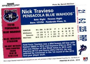 2016 Grandstand Pensacola Blue Wahoos #NNO Nick Travieso Back