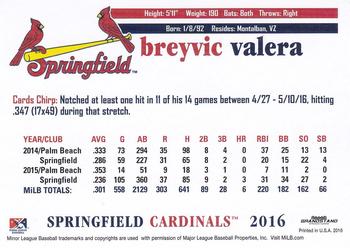 2016 Grandstand Springfield Cardinals #NNO Breyvic Valera Back